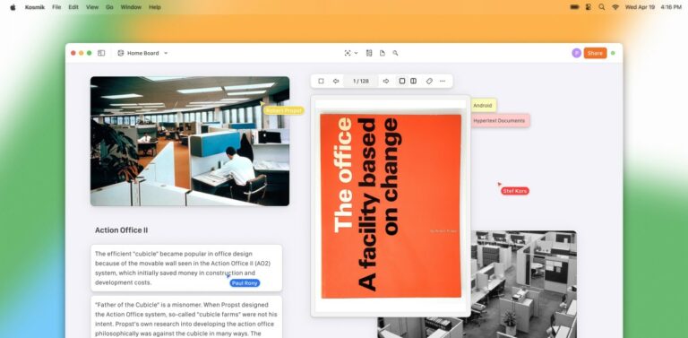 Kosmik: A Visual Canvas Equipped With Pdf Reader And Web