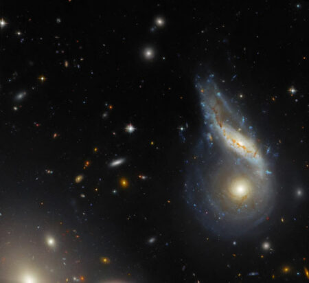 Hubble captures the stunning collision of two spiral galaxies in Arp 122 Hubble Captures The Stunning Collision Of Two Spiral Galaxies In