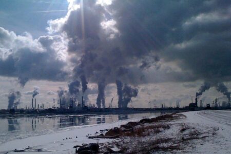 Large factory emissions may contribute to snowfall. Large Factory Emissions May Contribute To Snowfall.