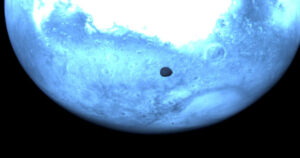 Images of mars and deimos captured by hera from a