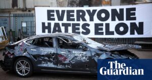 Critics of musk use sledgehammer to demolish tesla in london