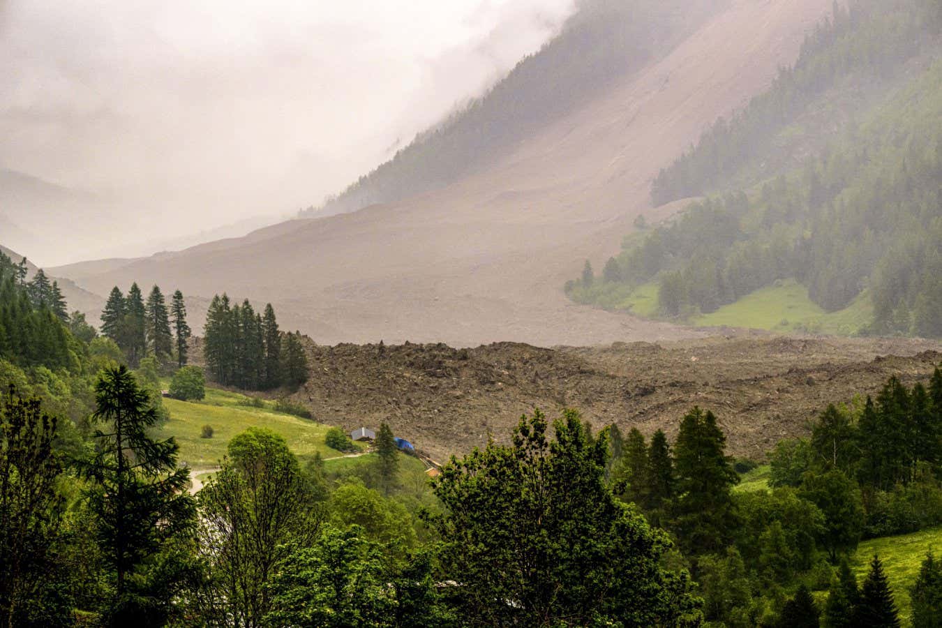 Giant glacier collapse triggers landslides, engulfs swiss villages