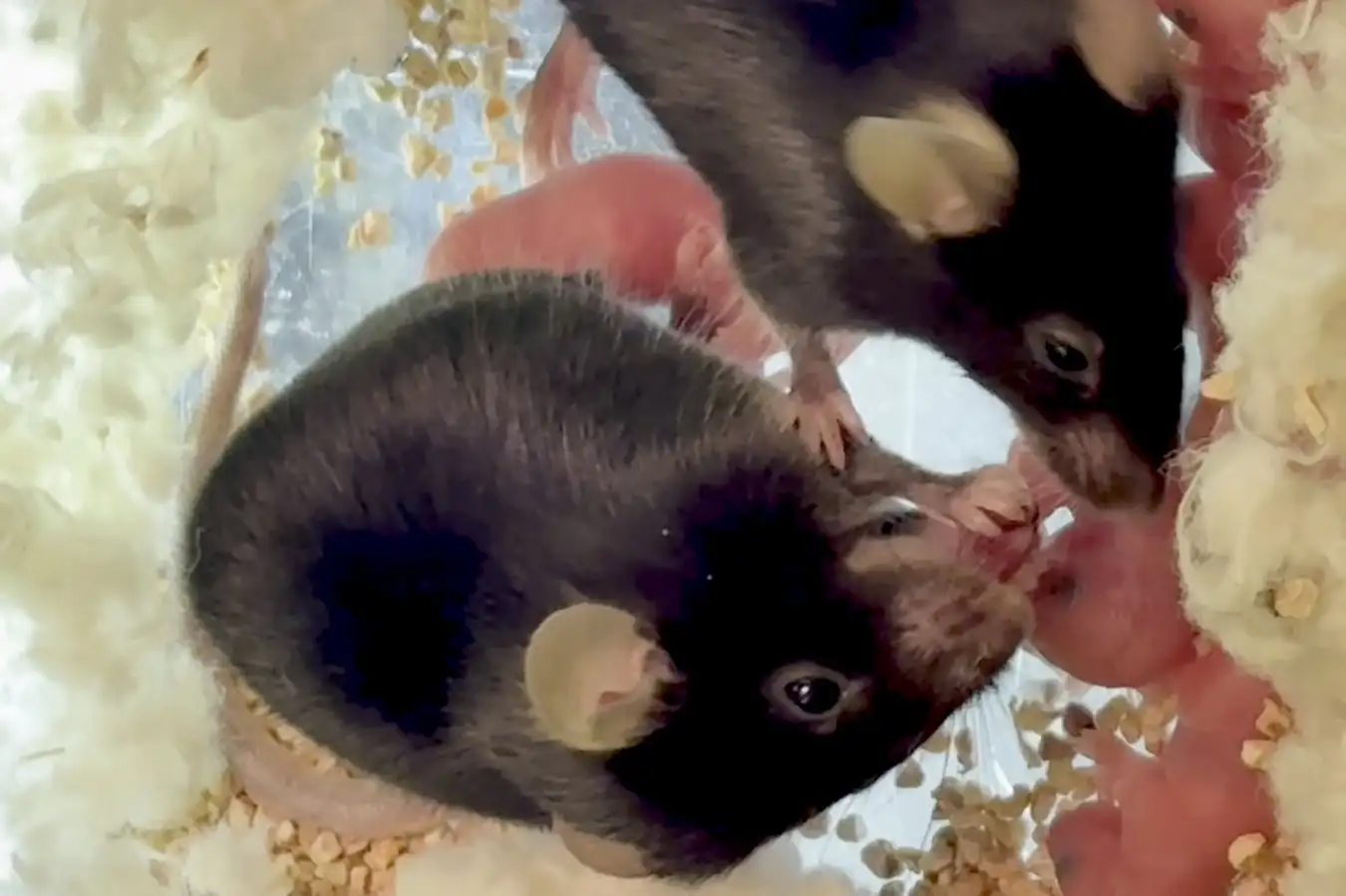 Mouse Doula Aids Pregnant Friend in Childbirth
