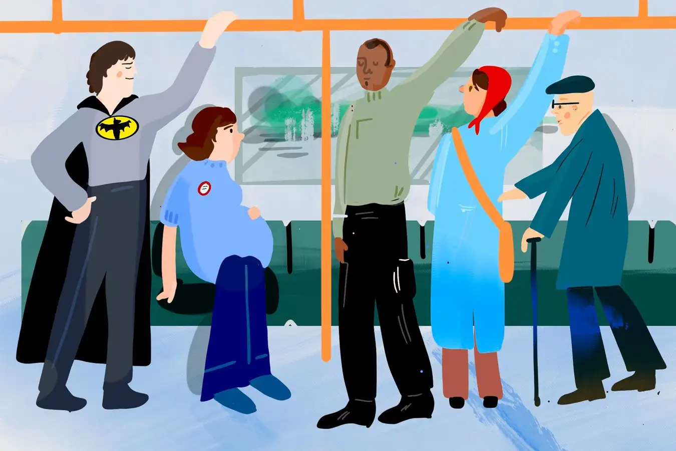 Batman Inspires Kindness Passengers Stand Up for Pregnant Woman on