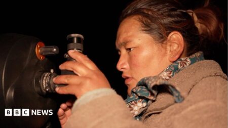 Young Women Guiding Tourists Through Indias Night Sky